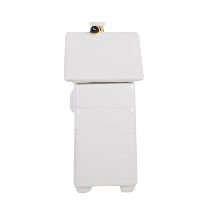 White Beehive Oil Burner with Bee