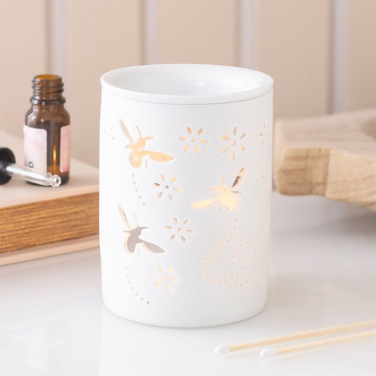 White Bee and Flower Cut Out Oil Burner